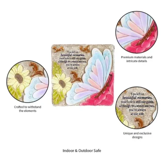 Evergreen 10" x 10" Beautiful Memories Memorial Stepping Stone, Indoor and Outdoor Decor for Home, Lawn and Garden image {3}