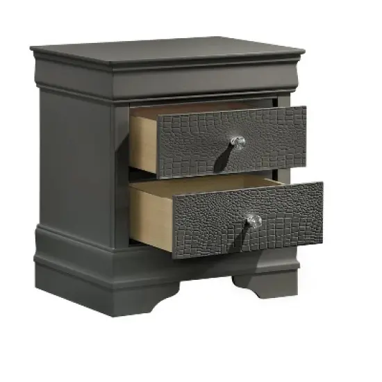 Blaze Modern Style 2-Drawer Night stand Made with Wood in Metallic Gray same as G150108708 (NJ inventory) image {2}