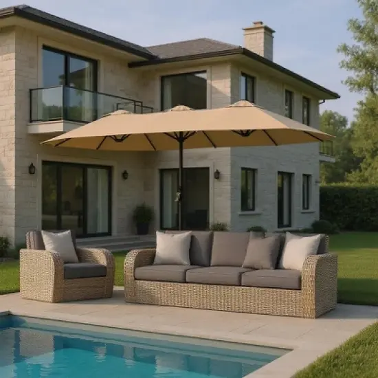 YARDSIGHT 12.5x6.7FT Large Rectangular  Outdoor Market Umbrella  without Base &ndash;Sturdy Frame & UV-Resistant Canopy for Garden, Deck, Pool, and Backyard image {7}