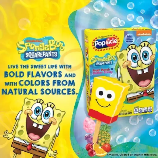 Popsicle Fruit Punch & Cotton Candy Frozen Confection Bars SpongeBob SquarePants - 6pk/12.17 fl oz image {2}