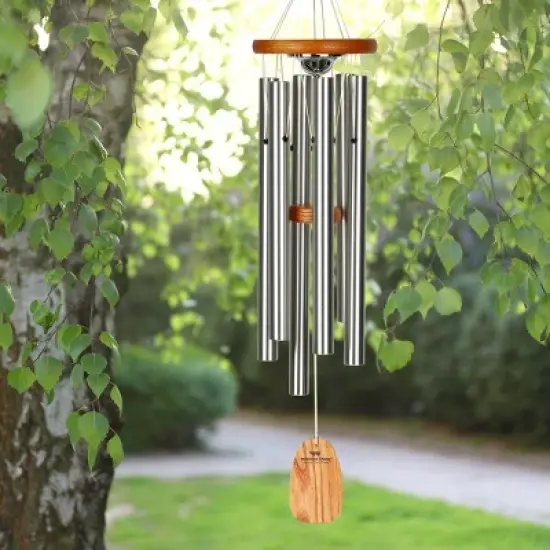 Woodstock Wind Chimes Signature Collection, Woodstock Memorial Chime, 24'' Silver Wind Chime AGMU image {1}