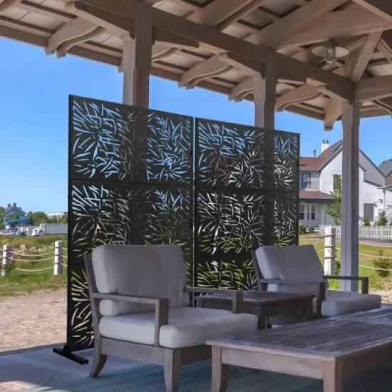 PexFix 72 in. x 47 in. Outdoor Privacy Screen Garden Fence Bamboo Pattern in Black image {1}