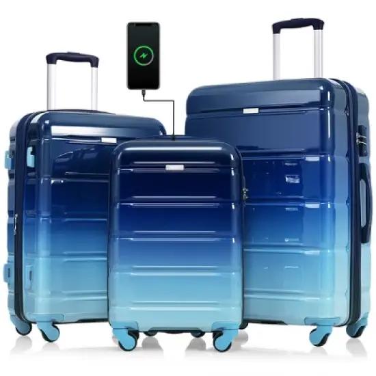 XINGHANZHENXUAN 3-Piece Luggage Set, 20" Carry-On Hard Shell Suitcase with Spinner Wheels image {11}