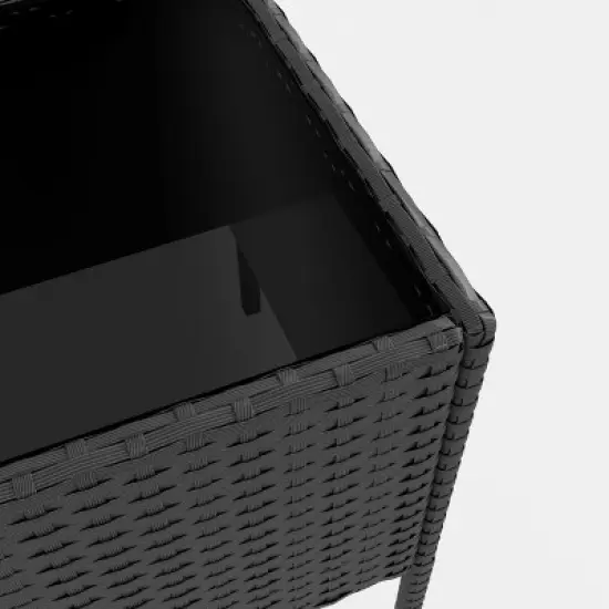 3 Piece Patio Set, PE Rattan Patio Conversation Set, 2 Chairs + Coffee Table, Outdoor Patio Furniture Set for Patio Front Porch Balcony Bistro image {3}