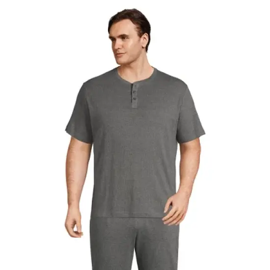 Lands' End Men's Knit Rib Short Sleeve Henley Pajama Shirt image {8}