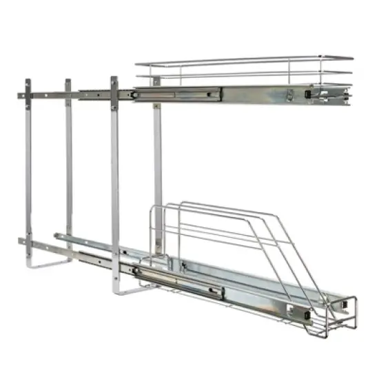 Glidez Multipurpose Chrome-Plated Steel Pull-Out/Slide-Out Storage Organizer - 2-Tier Design - Chrome image {6}