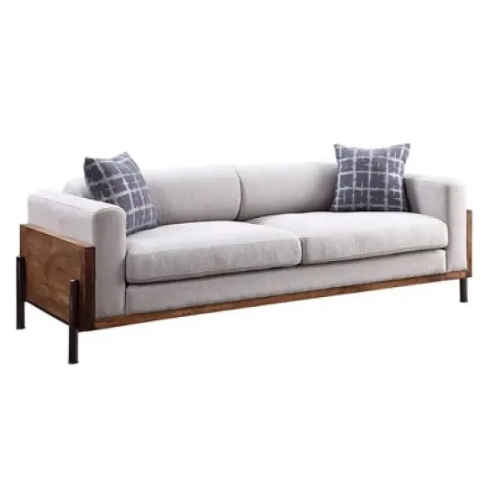 91" Pelton Sofa Fabric/Walnut - Acme Furniture image {2}