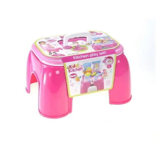 Insten 21 Piece Portable Kids Kitchen Cooking Set Toy With Lights And Sounds, Folds Into Stepstool, 13 x 8 in image {6}