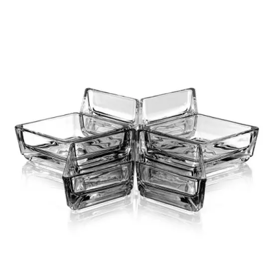 Slickblue Cristalline Interlocking Mini Glass Dish Set of 6 &ndash; Tapas & Appetizer Serving Dishes, Triangle/Diamond Design image {2}