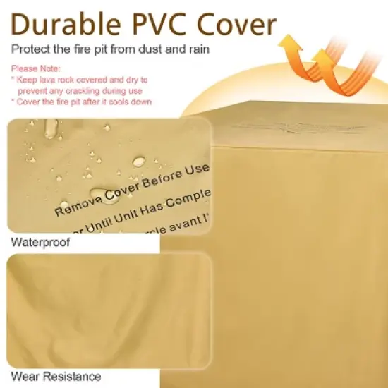 Costway 32'' Propane Fire Pit Table Square Tabletop w/Lava Rocks Cover 50,000 BTU image {7}