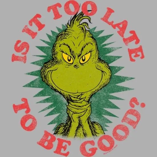 Boy's Dr. Seuss Christmas Grinch Is it too Late T-Shirt image {1}