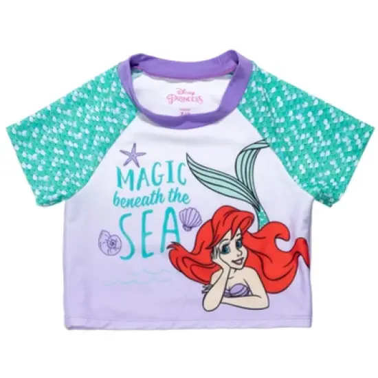 Disney The Little Mermaid Princess Ariel Girls Rash Guard and Bikini Bottom Little Kid to Big Kid image {2}