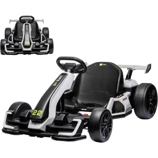 24V Electric Go Kart for Kids, with 2 * 150W Motors, Adjustable Seat, 8mph Speed, Led Lights, for Children Ages 6-15 image {11}