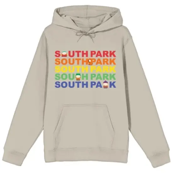 South Park Colored Text With Characters Long Sleeve Sand Adult Hooded Sweatshirt image {2}