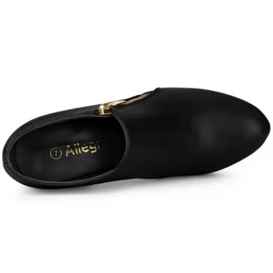 Allegra K Women's Platform Round Toe Chunky Heels Ankle Booties image {4}