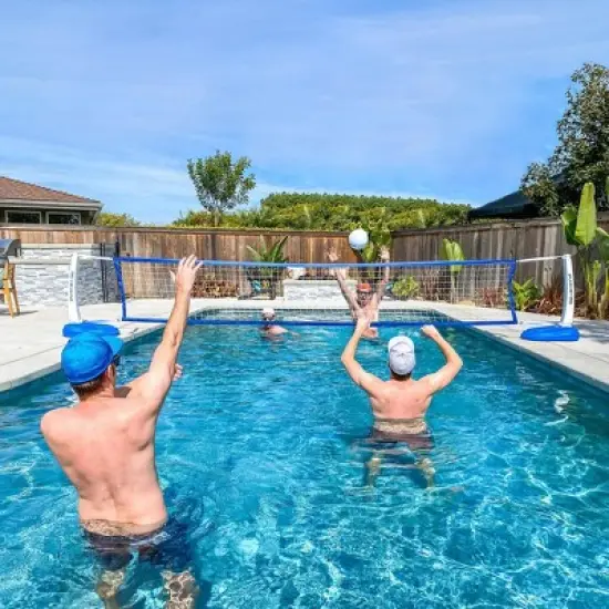 GoSports Splash Net PRO Pool Volleyball Net Game Set with 2 Water Volleyballs - Blue image {4}