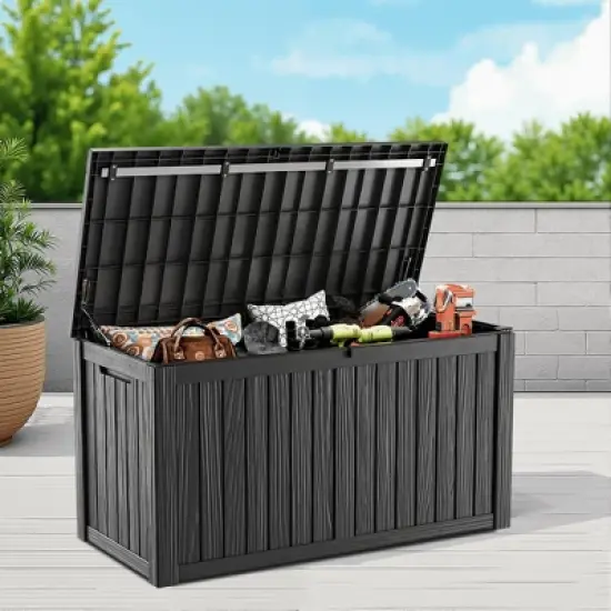 Wooakway 150 Gallon Waterproof All-Weather Storage Box Deck Box Indoor and Outdoor Use image {1}