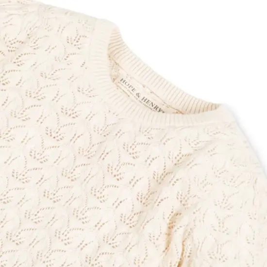 Hope & Henry Girls' Long Balloon Sleeve Pointelle Pullover Sweater, Infant image {1}