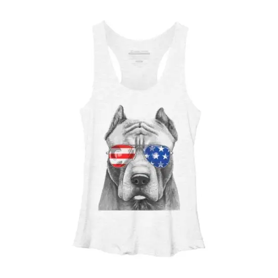 Women's Design By Humans American Pitbull With Sunglasses By Racerback Tank Top image {6}