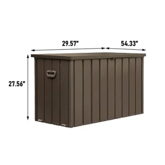 WELLFOR 160 gal Steel Waterproof Storage Deck Box Dark Brown image {6}