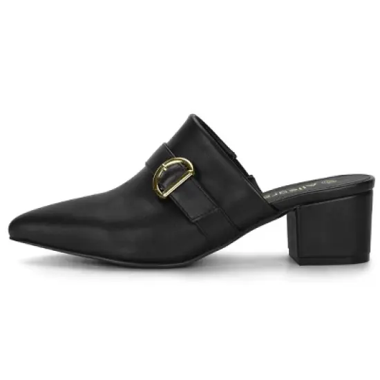 Allegra K Women's Pointed Toe Slip-on Block Heel Sandals Mules image {6}