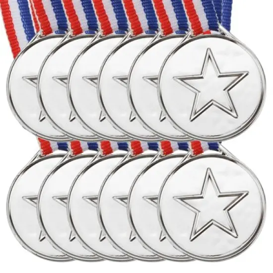 Unique Bargains Plastic Lightweight Embossed Pentagram Bright Appearance Sports Award Medals Mini 12 Pcs 1.5" image {6}