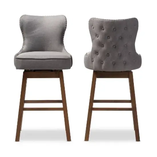 Gradisca Modern And Contemporary Wood Finishing Upholstered Barstools Set Of 2 - Baxton Studio image {1}
