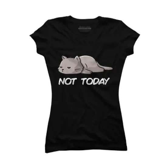 Junior's Design By Humans Not Today Cat By EduEly T-Shirt image {3}