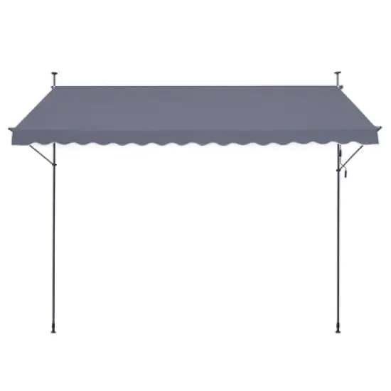 VEVOR 157 x 47" Patio Awning Retractable, Awning Sunshade Shelter with Manual Crank Handle, Adjustable Height from 86 to 122 in, Dark Gray image {8}