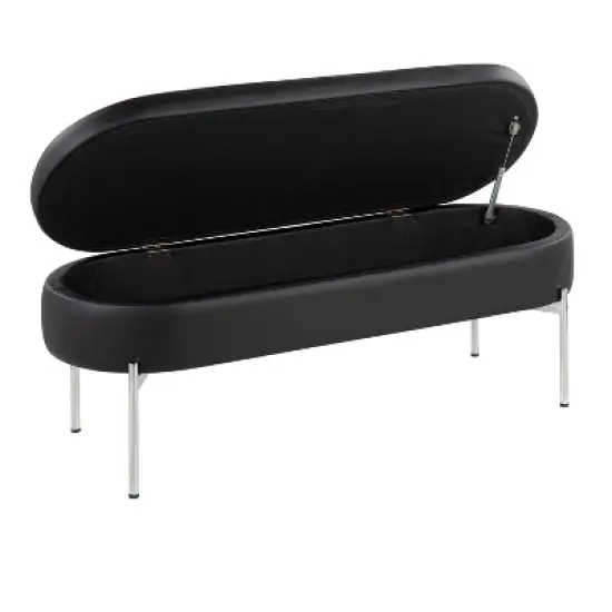 48" Chloe PU Leather/Metal Storage Bench Chrome/Black - LumiSource image {1}