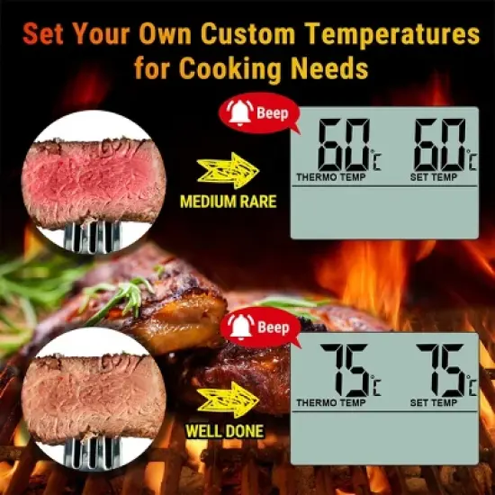 ThermoPro TP16W Digital Meat Cooking Smoker Kitchen Grill BBQ Thermometer with Large LCD Display image {3}