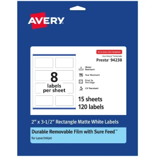 Avery Durable ID Labels with Sure Feed, 2" x 3.5" image {10}