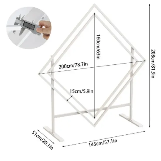 Artloge Double-Diamond Shaped Wedding Arch Backdrop Geometric Metal Frame Backdrop Stand Balloon Flower Holder for Garden Party Event Decor image {2}
