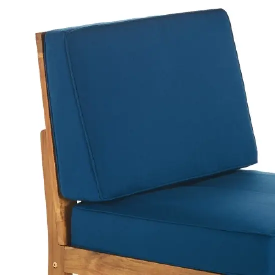 GDFStudio Biella Outdoor Acacia Wood 5 Seater Sectional Sofa Set with Fire Pit image {10}