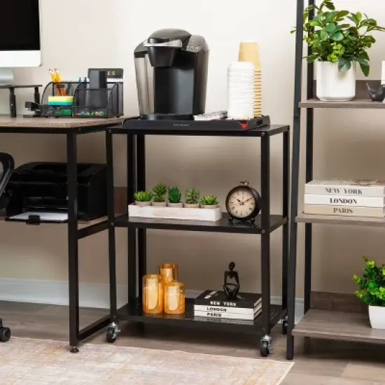 Mind Reader 3-Tier Rolling Cart Microwave Stand Metal image {1}
