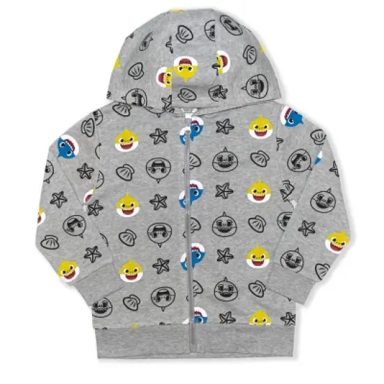 Nickelodeon Boy's 2 Piece Baby Shark Graphic Printed Hoodie Sweatshirt and Zip Up Hooded Jacket Bundle Set for toddler image {2}