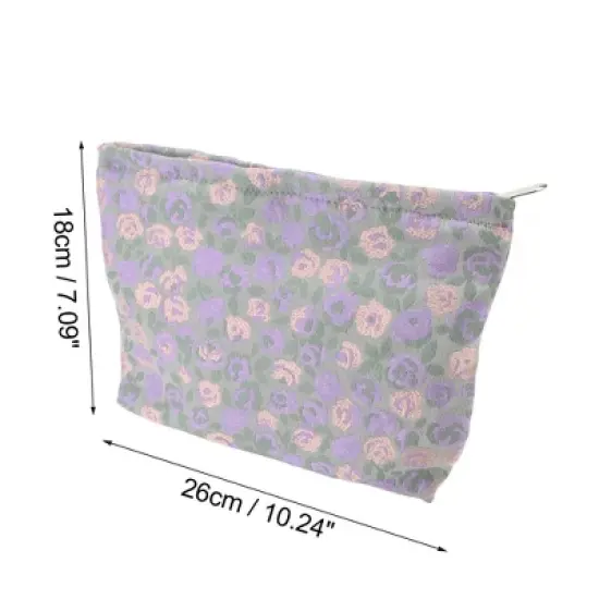 Unique Bargains Women Fresh Artistic Jacquard Makeup Bag Purple 1 Pc image {2}