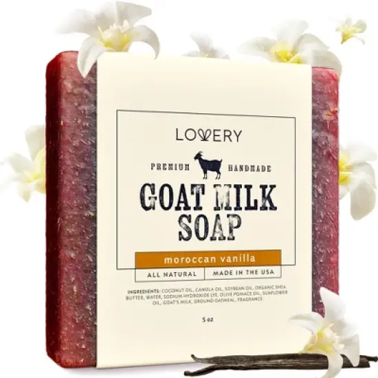 Lovery Handmade Goat Milk Soap Made in USA with Organic Shea Butter - Moroccan Vanilla Scent - Goats Milk Soap Bar, 3 Pack image {5}