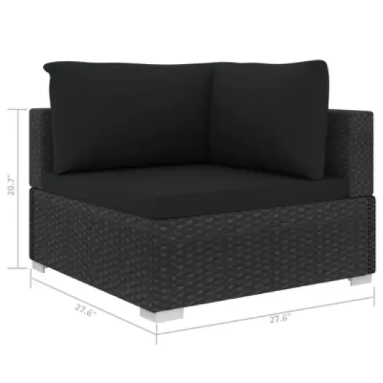 vidaXL 10 Piece Patio Lounge Set with Cushions Poly Rattan Black image {7}