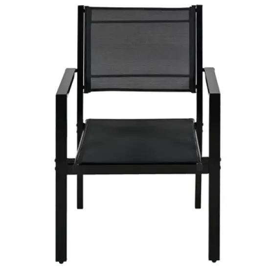 7-Piece Outdoor Patio Steel Dining Set with Rectangular Table and 6 Textile Armchairs image {8}