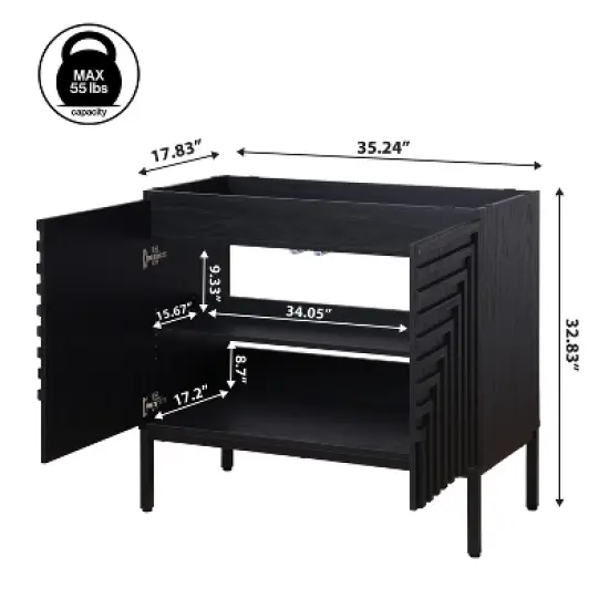 JONATHAN Y Rowan Geometric Modern Transitional 2-Shelf Bath Vanity Cabinet Only (Sink Basin Not Included) image {2}