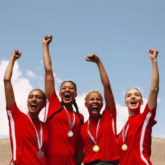 Unique Bargains Zinc Alloy Corrosion-Resistant Durable Embossed Design Sports Award Medals Gold, Red White 5 Pcs image {5}