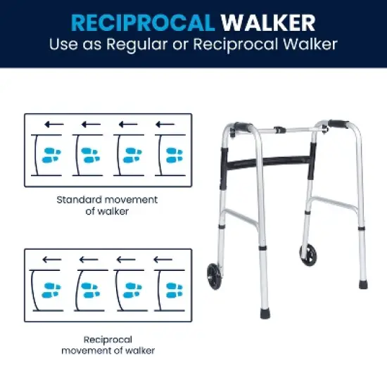 Flash Furniture Lightweight Adjustable Height Folding Walker w/ Dual Frame Types in Silver/Black image {15}