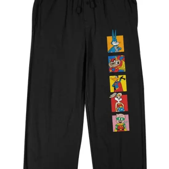 WB 100: Looney Tunes Mashups Bugs Bunny DC Hero Mashup Men's Black Sleep Pajama Pants image {1}