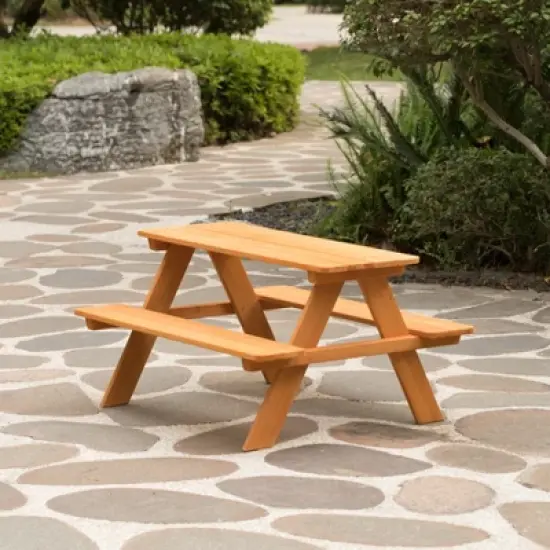 Gardenised Wooden Kids Outdoor Picnic Table for Garden and Backyard, Stained image {8}
