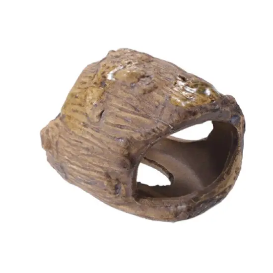 Unique Bargains Hiding Rock Small Fish Aquarium Decorations Ceramic Cave Brown 3.35"x2.76"x2.56" 1 Pc image {2}