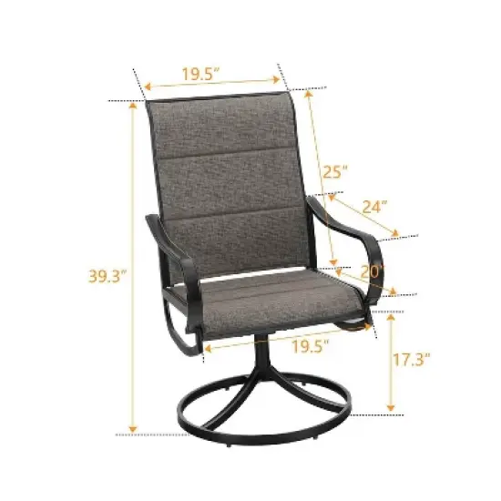 3pc Patio Dining Set with Small Square Table & 360 Swivel Padded Arm Chairs - Captiva Designs: Weather-Resistant Outdoor Furniture image {12}