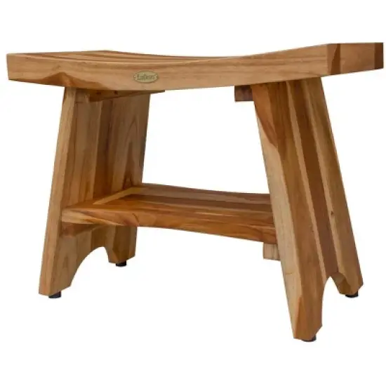 EcoDecors&reg; Serenity&reg; 24" Teak Wood Shower Bench with Shelf in EarthyTeak Finish image {3}