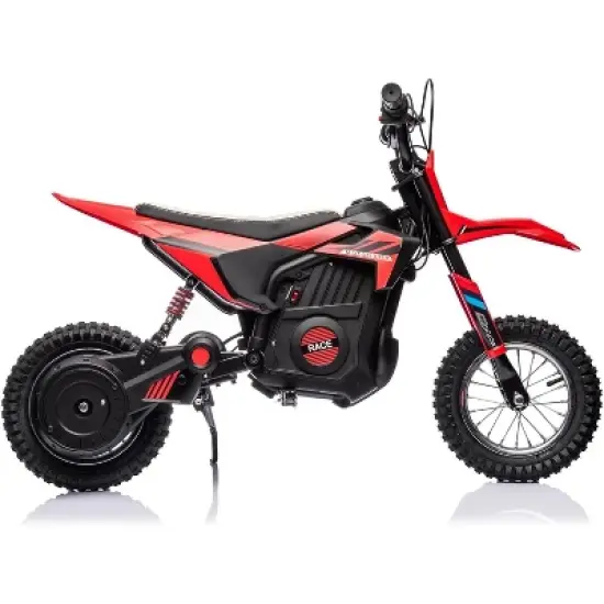 24V Kids Ride On Electric Off-Road Motorcycle,250W Motor 13.6MPH Fast Speed Dirt Bike Motocross,Leather Seat,for Kids Riding Toy, Red image {7}