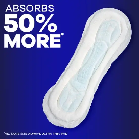 Always Maxi Pads Overnight Absorbency Unscented without Wings - Size 4 - 28ct image {3}